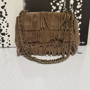 Tori Burch Fringe Suede Shoulder Bag